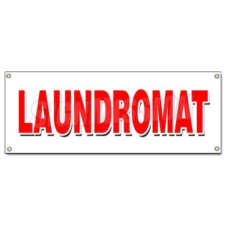 Signmission LAUNDROMAT BANNER SIGN wash fold coin laundry dry cleaning 24 hour open B-Laundromat